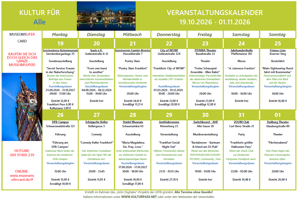 Veranstaltungskalender für Erwachsene