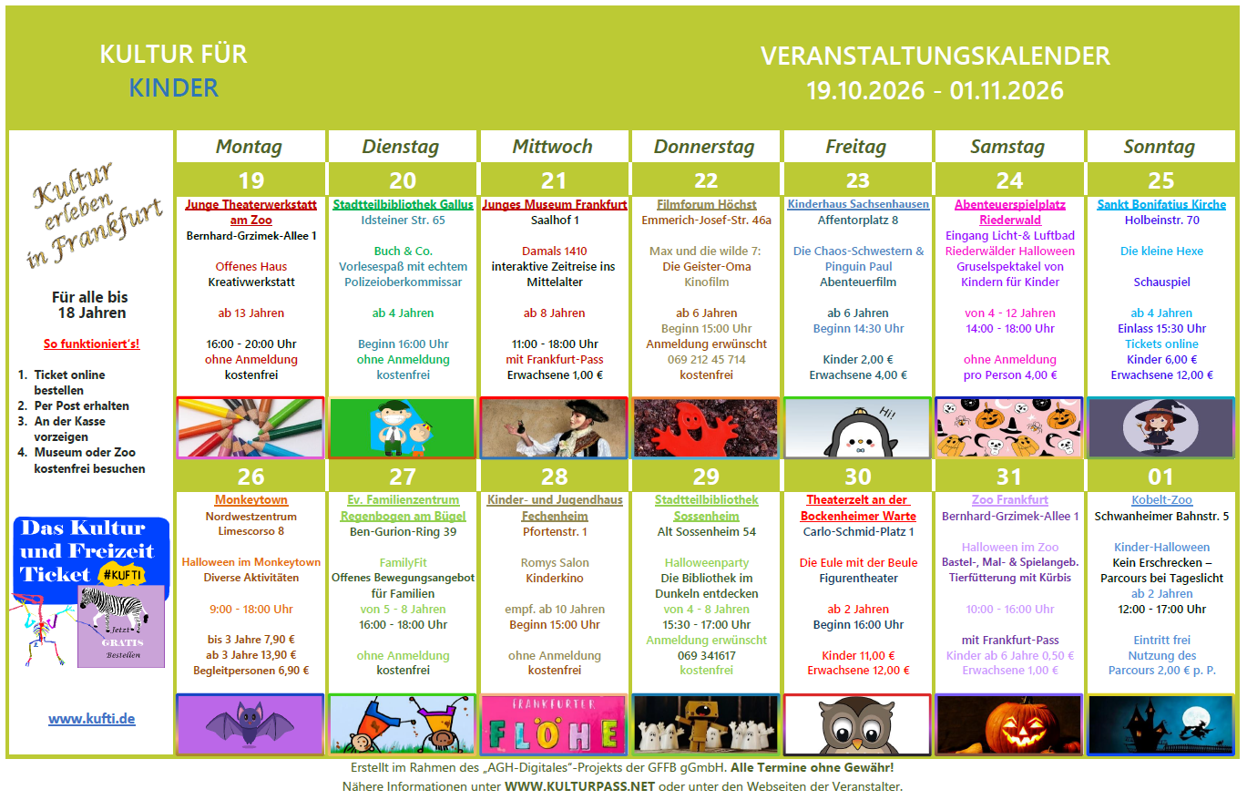 Veranstaltungskalender für Kinder